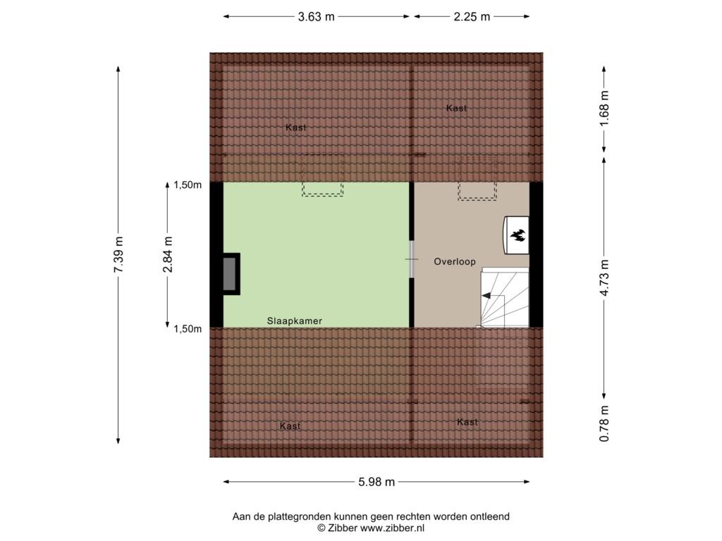 View floorplan of Tweede verdieping of Bryhoekstraat 36