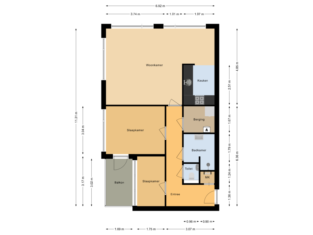 Bekijk plattegrond van Appartement van Weststraat 10