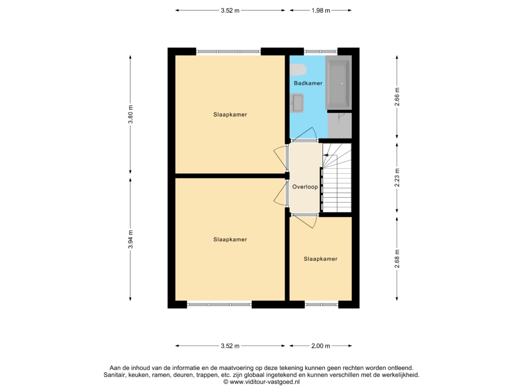 View floorplan of Eerste verdieping of Ekelstraat 17