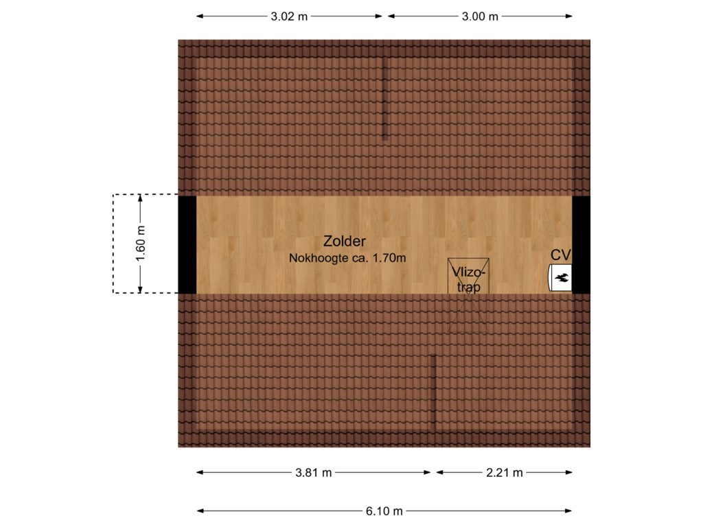 Bekijk plattegrond van Zolder van Weidestraat 1