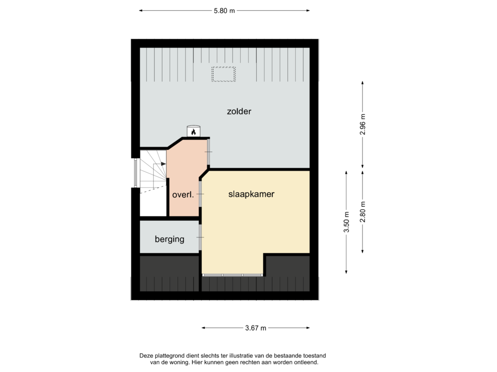 View floorplan of zolder of Rijksweg Noord 171