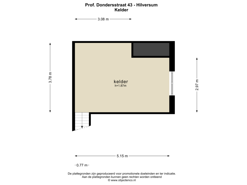 Bekijk plattegrond van KELDER van Professor Dondersstraat 43