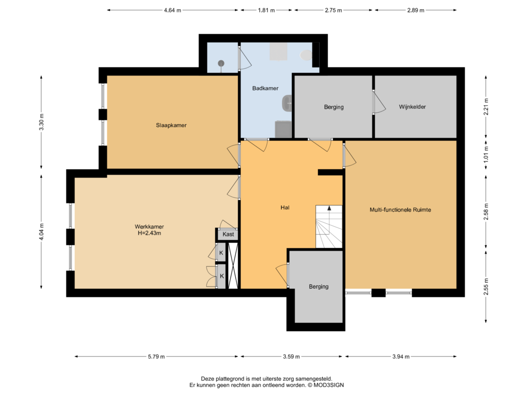 Bekijk plattegrond van Souterrain van Krakeling 14