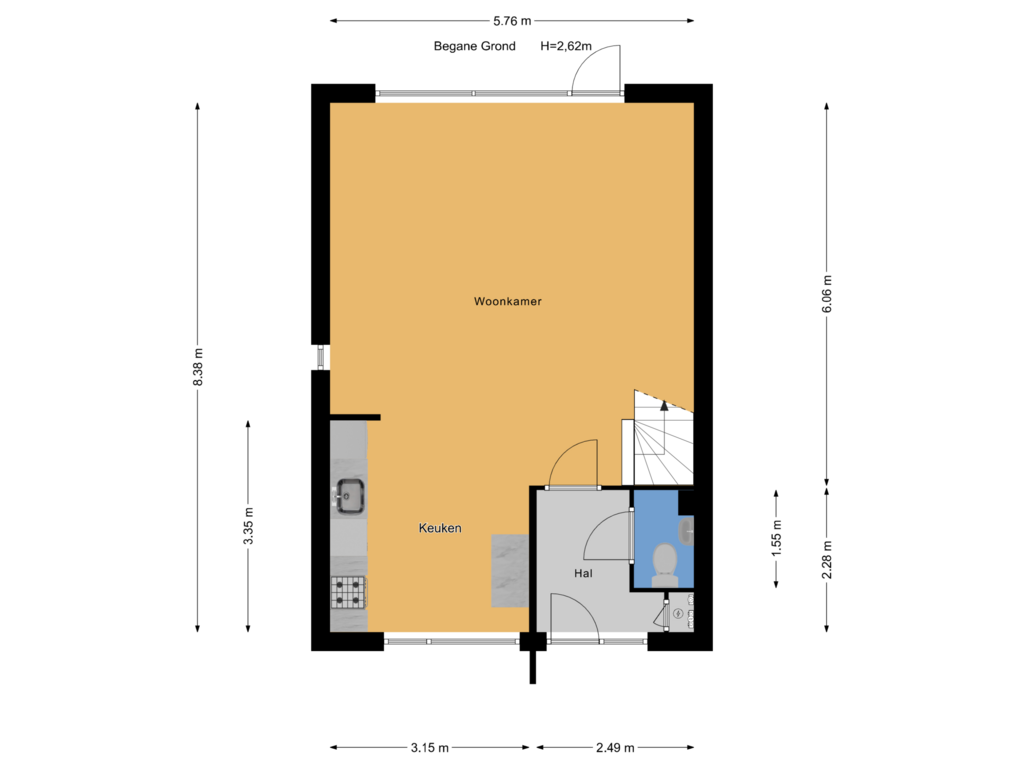 Bekijk plattegrond van Begane Grond van Baaienburg 1