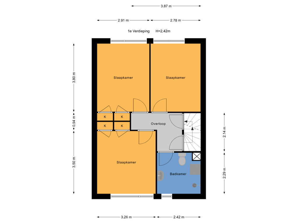 Bekijk plattegrond van 1e Verdieping van Baaienburg 1