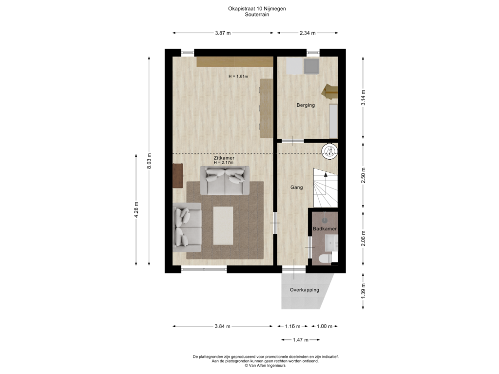 Bekijk plattegrond van Souterrain van Okapistraat 10