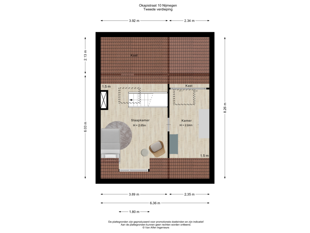 Bekijk plattegrond van Tweede verdieping van Okapistraat 10