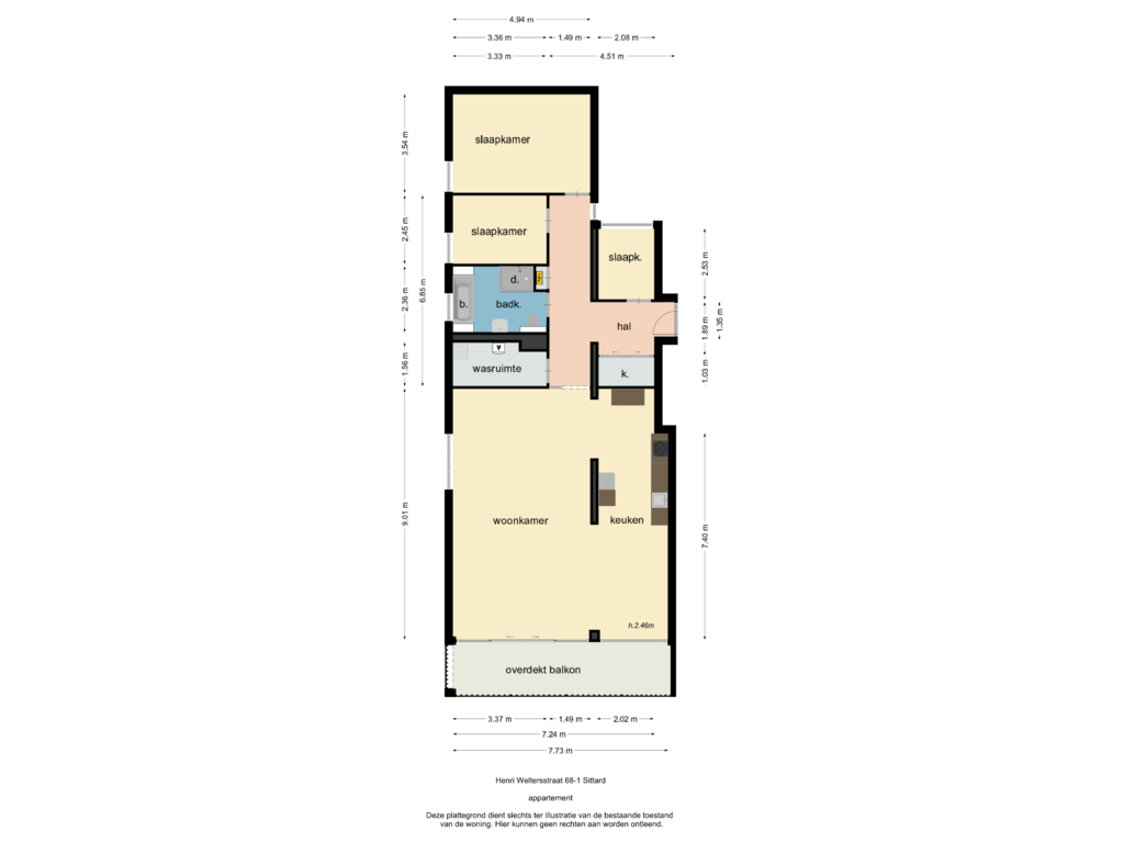 Bekijk plattegrond van appartement van Henri Weltersstraat 68-1