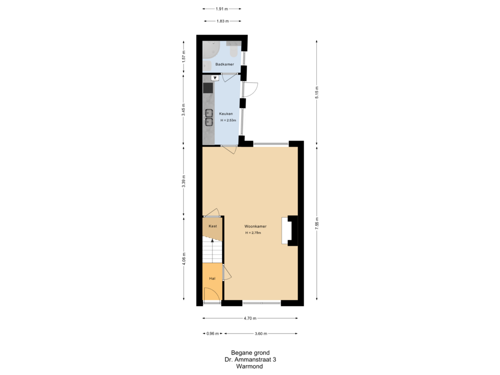 Bekijk plattegrond van Begane grond van Dr. Ammanstraat 3