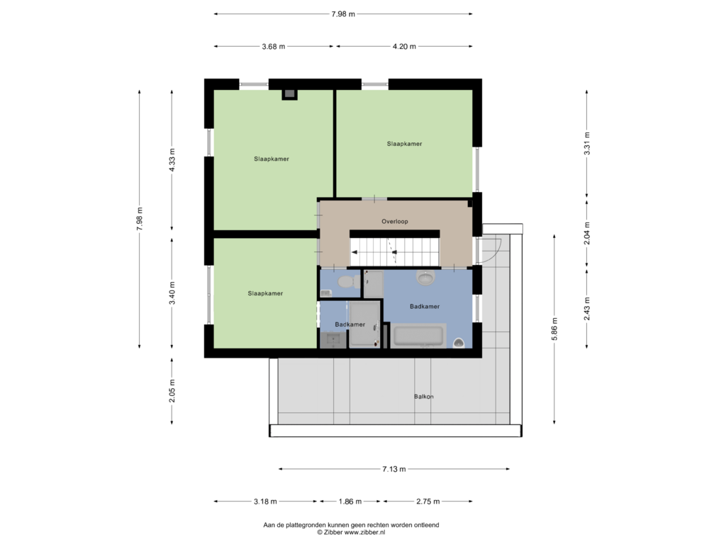 View floorplan of Eerste verdieping of Brigittastraat 15