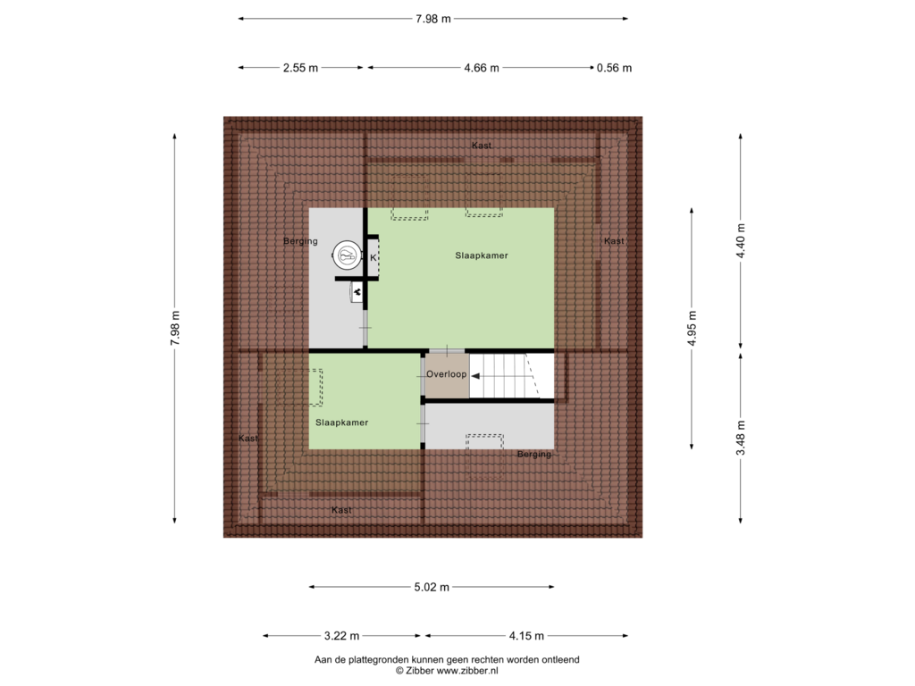 View floorplan of Tweede verdieping of Brigittastraat 15