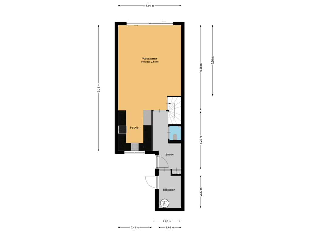 Bekijk plattegrond van Begane grond van Herenweg 276-R15