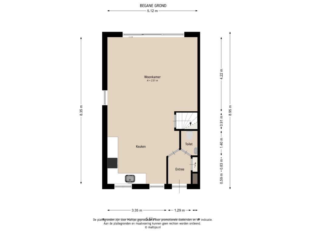 View floorplan of Begane grond of Paterstraat 124