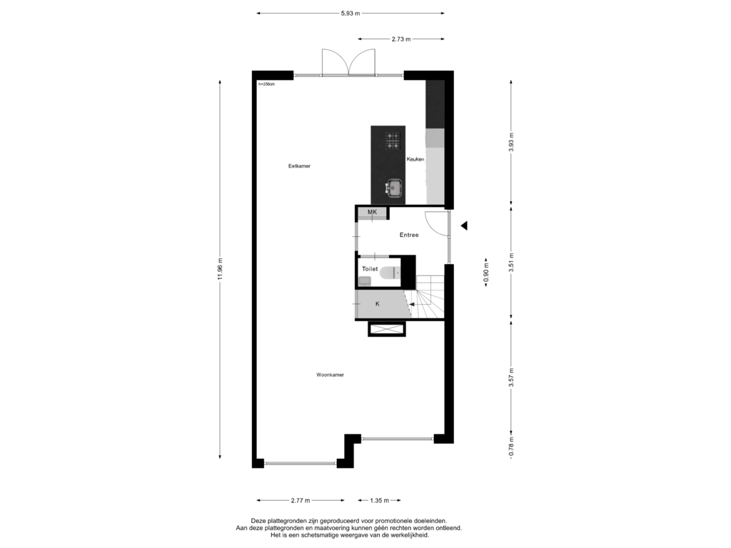 Bekijk plattegrond van Begane Grond van Woelse Donk 47