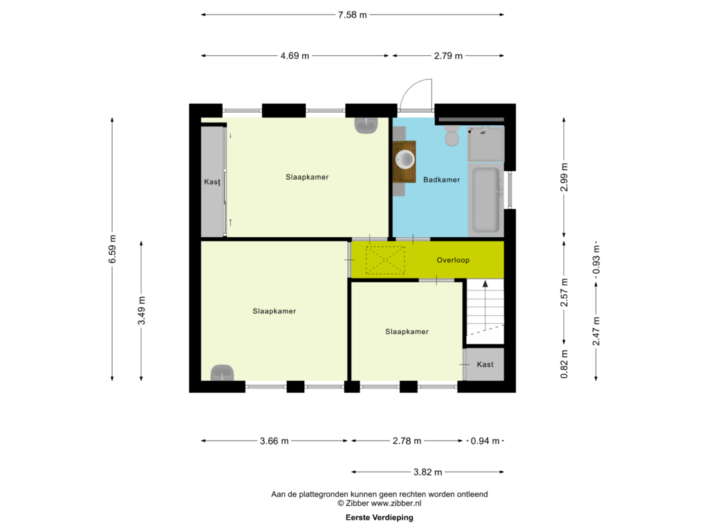 View floorplan of Eerste Verdieping of Oude Arenborgweg 15