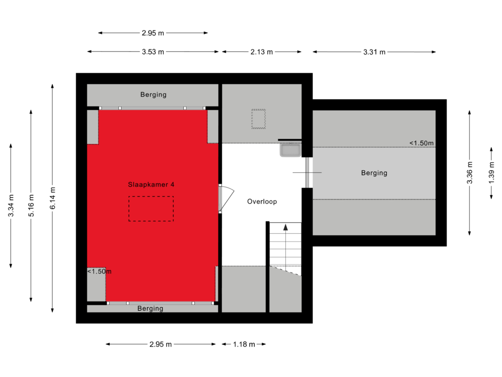 View floorplan of Tweede verdieping of Bronkhorststraat 15