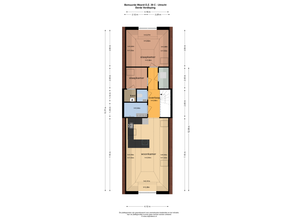 View floorplan of Derde Verdieping of Bemuurde Weerd O.Z. 39-C