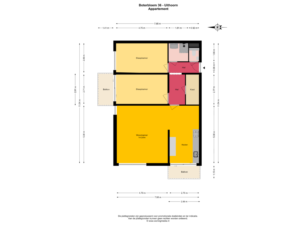 Bekijk plattegrond van Appartement van Boterbloem 36