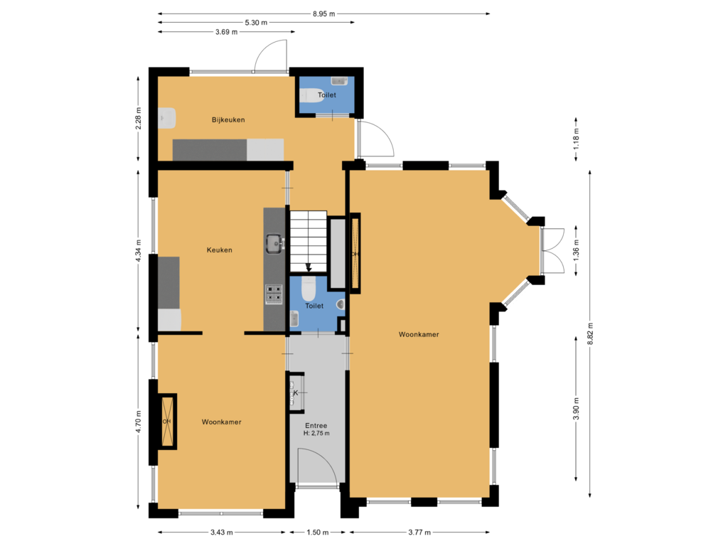 View floorplan of Begane grond of Oostdorperweg 62