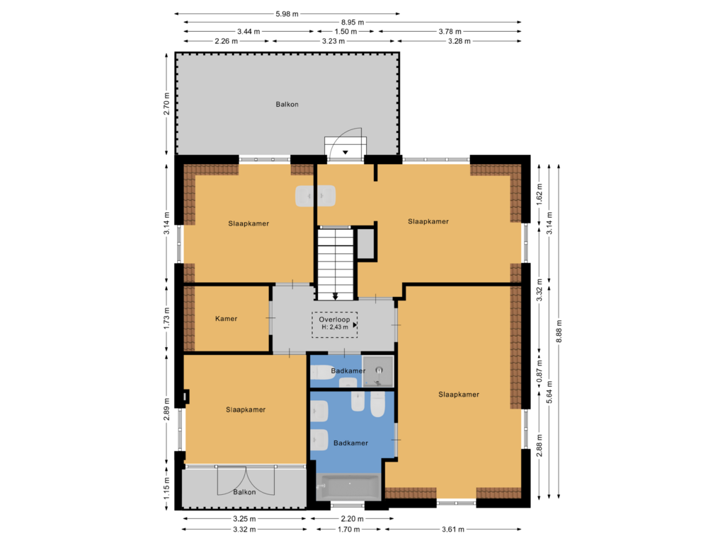 View floorplan of Eerste verdieping of Oostdorperweg 62