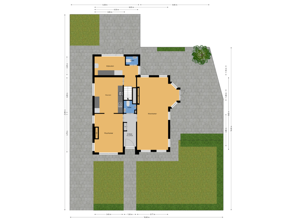 View floorplan of Begane grond met perceel of Oostdorperweg 62