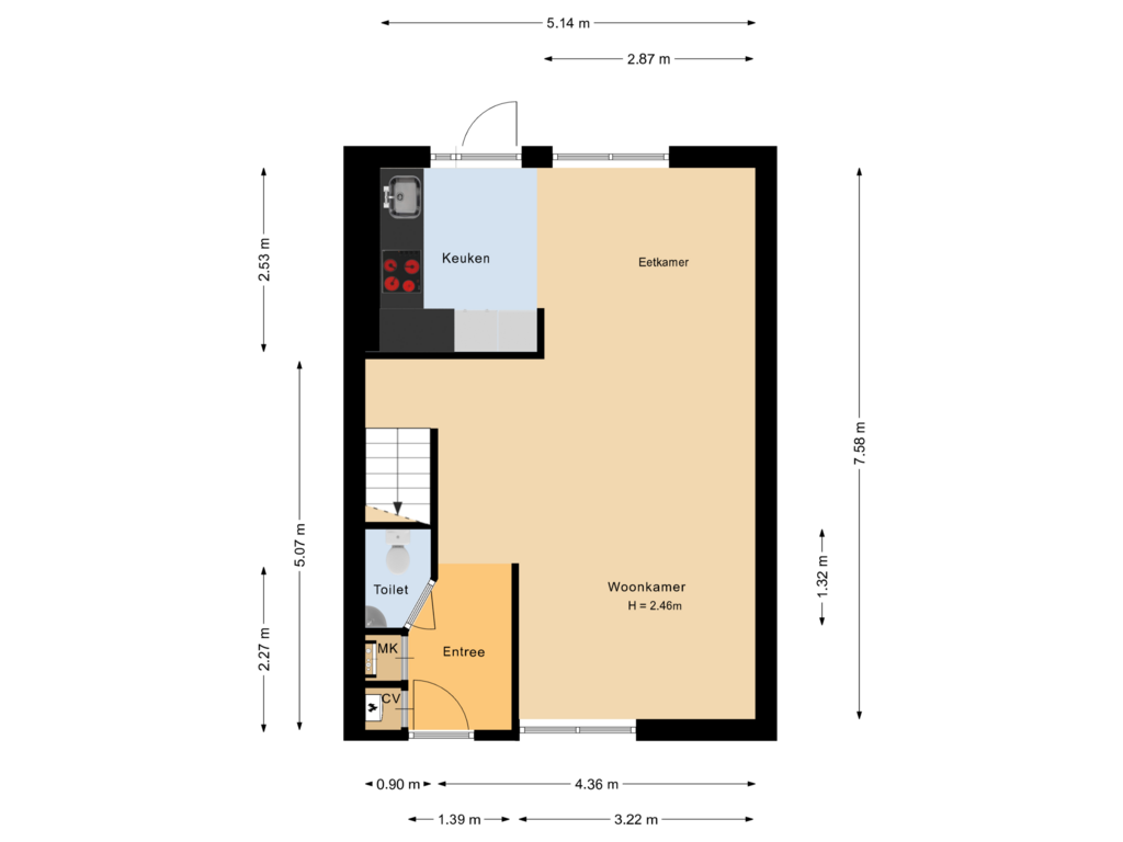 View floorplan of Begane grond of Maaslaan 137