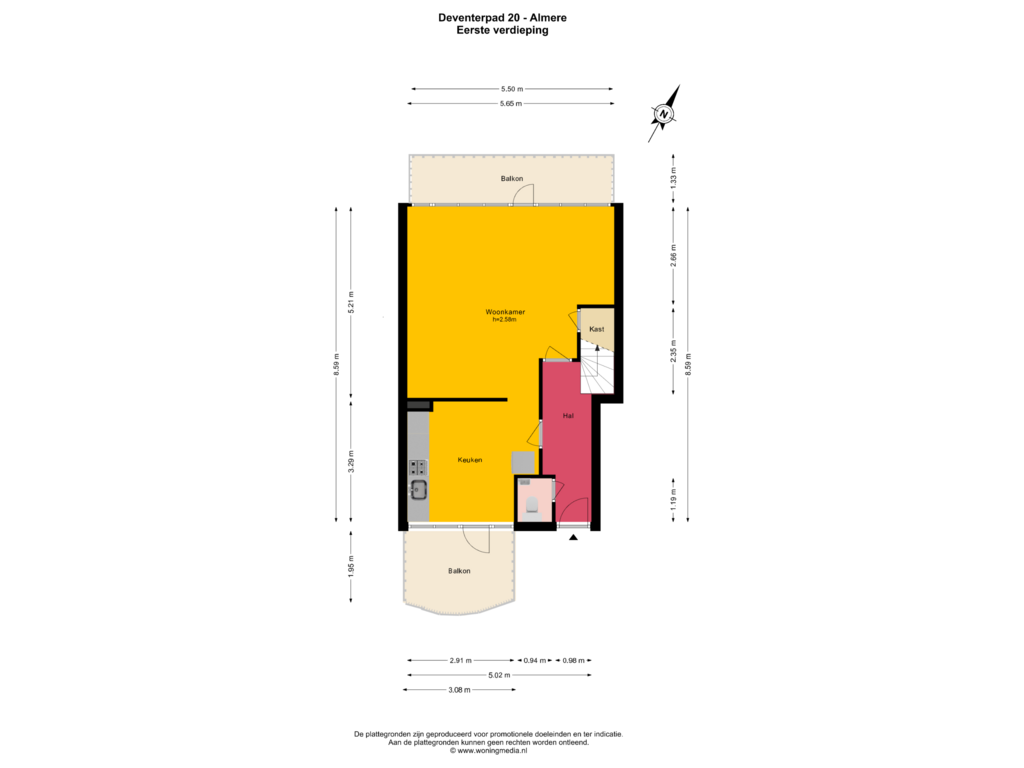 View floorplan of 1e V of Deventerpad 20