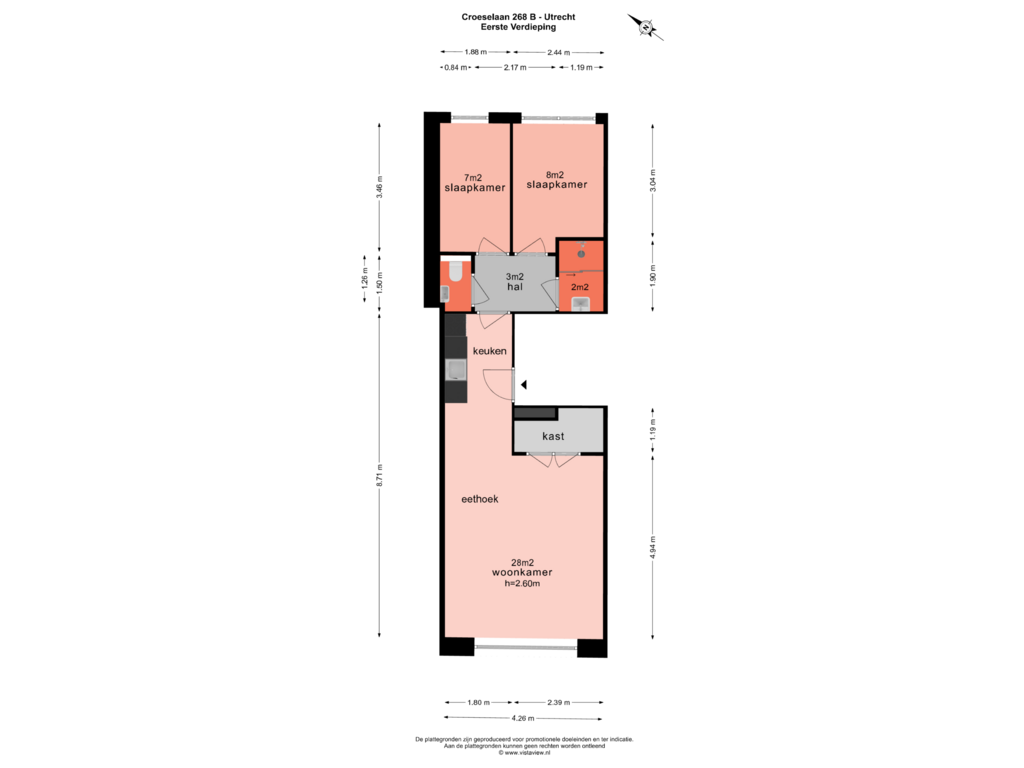 Bekijk plattegrond van EERSTE VERDIEPING van Croeselaan 268-B