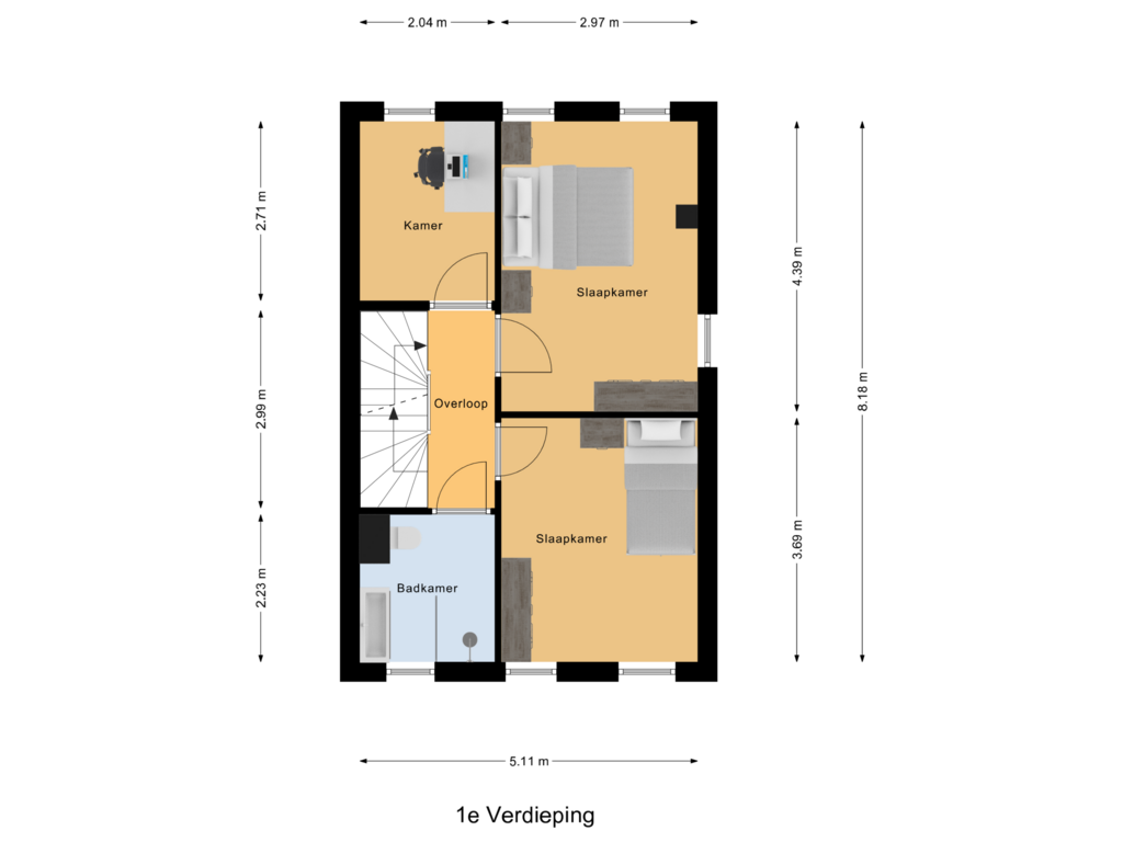 Bekijk plattegrond van 1e Verdieping van Bosuil 45