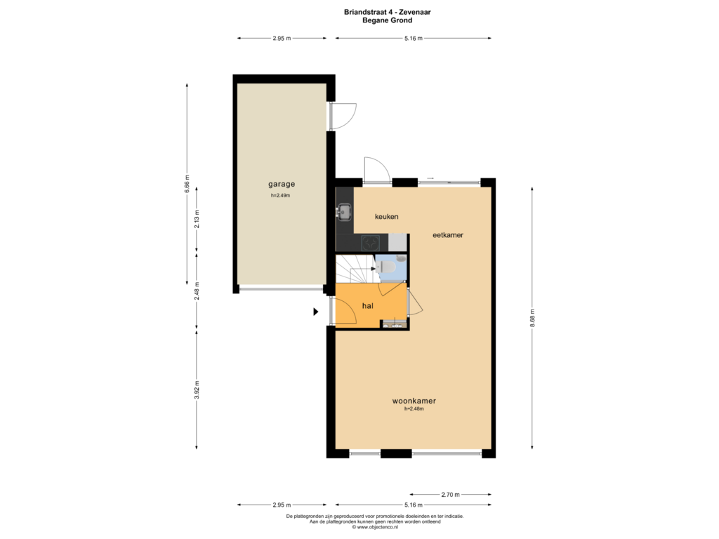 Bekijk plattegrond van BEGANE GROND van Briandstraat 4