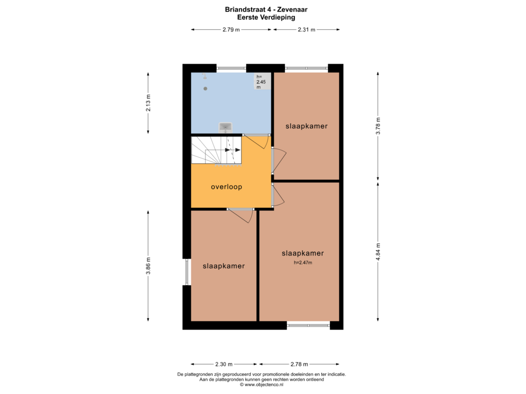 Bekijk plattegrond van EERSTE VERDIEPING van Briandstraat 4