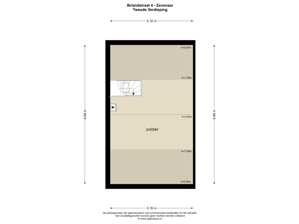 Bekijk plattegrond van TWEEDE VERDIEPING van Briandstraat 4