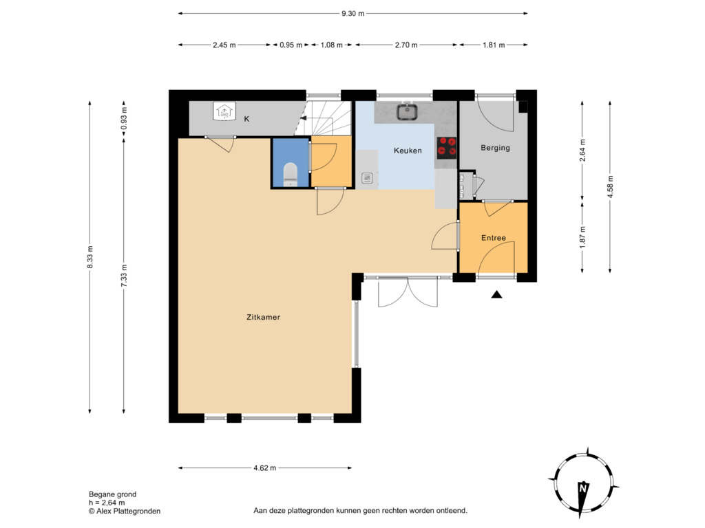 View floorplan of Begane grond of Hasebroekstraat 84