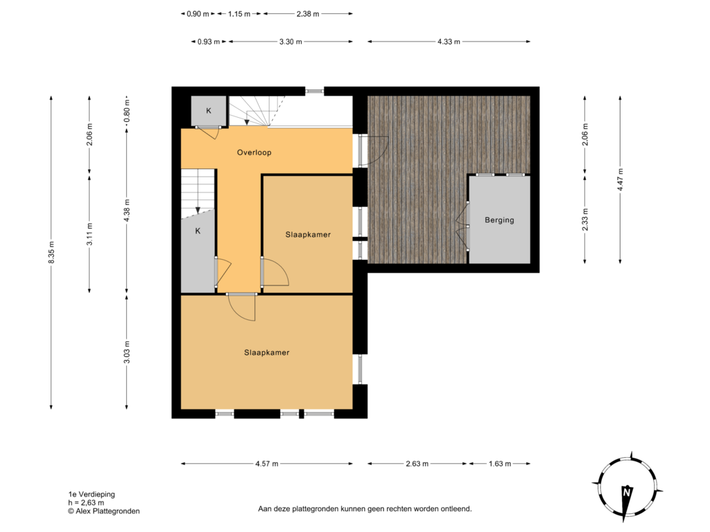 View floorplan of 1e Verdieping of Hasebroekstraat 84