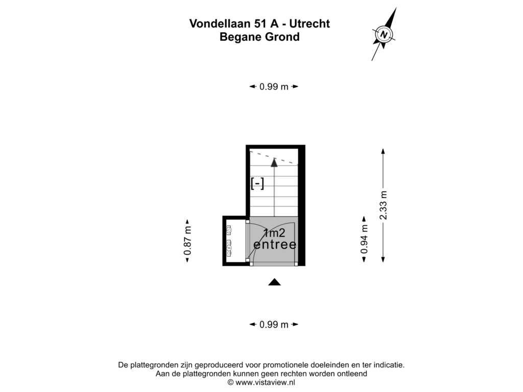 View floorplan of BEGANE GROND of Vondellaan 51-A