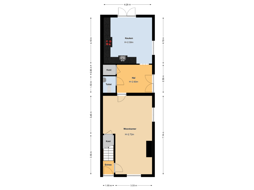 Bekijk plattegrond van Begane grond van Baarnseweg 14