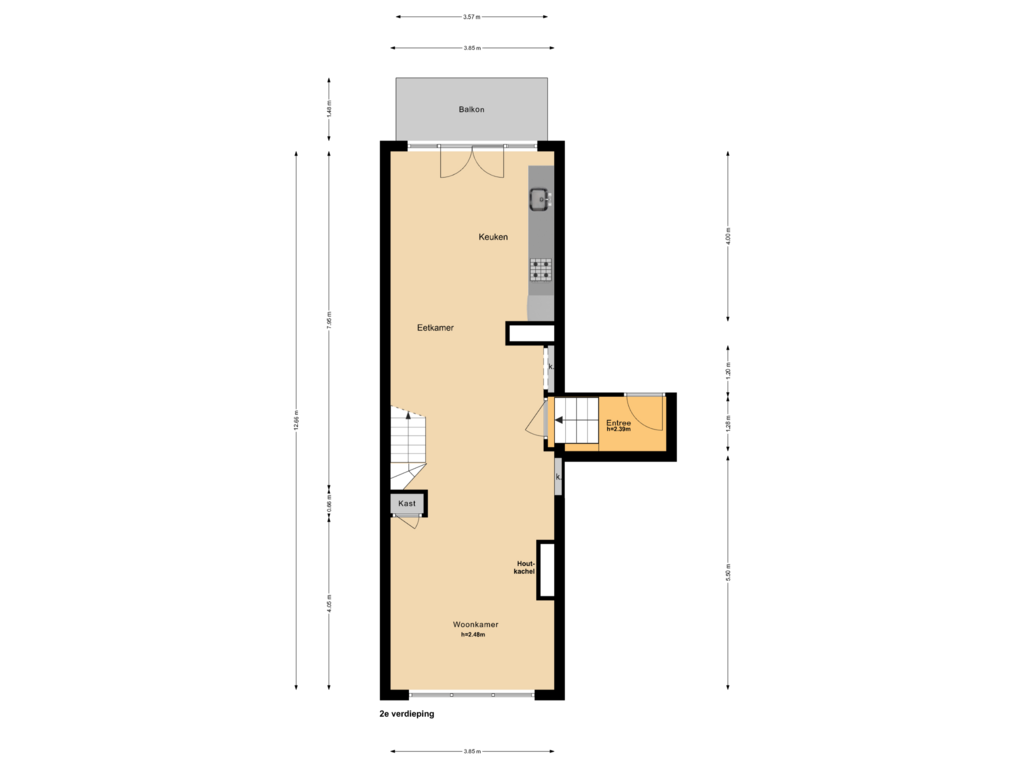 Bekijk plattegrond van 2e verdieping van Prinsengracht 1123-E