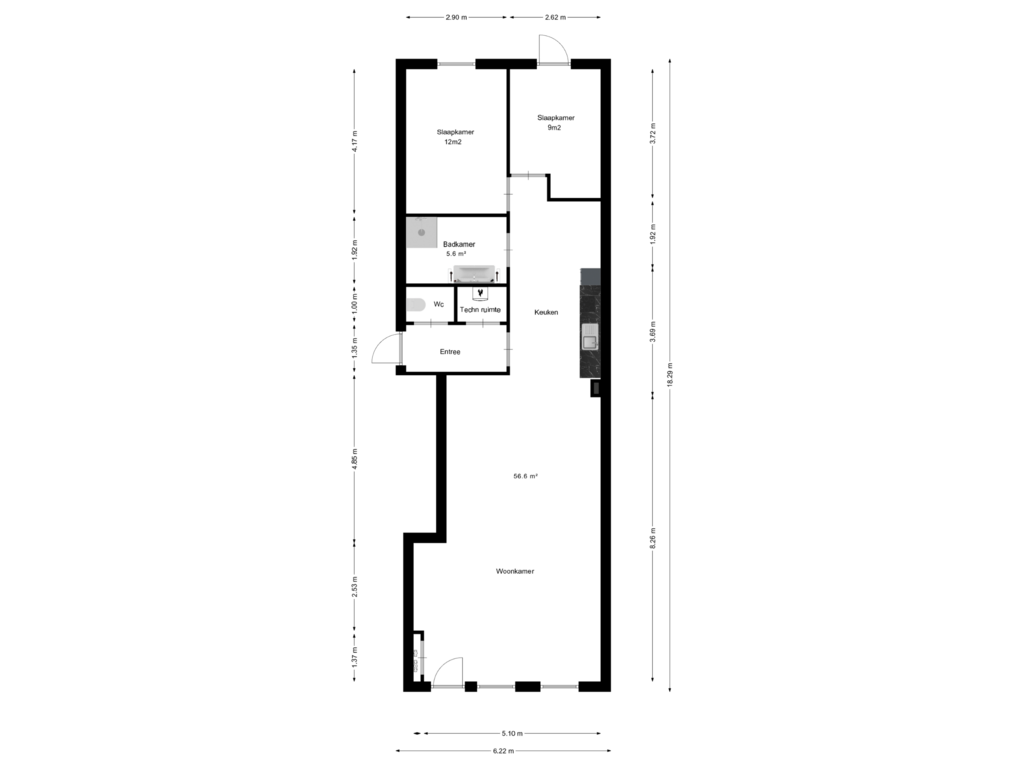 Bekijk plattegrond van First floor van Hoogstraat 20