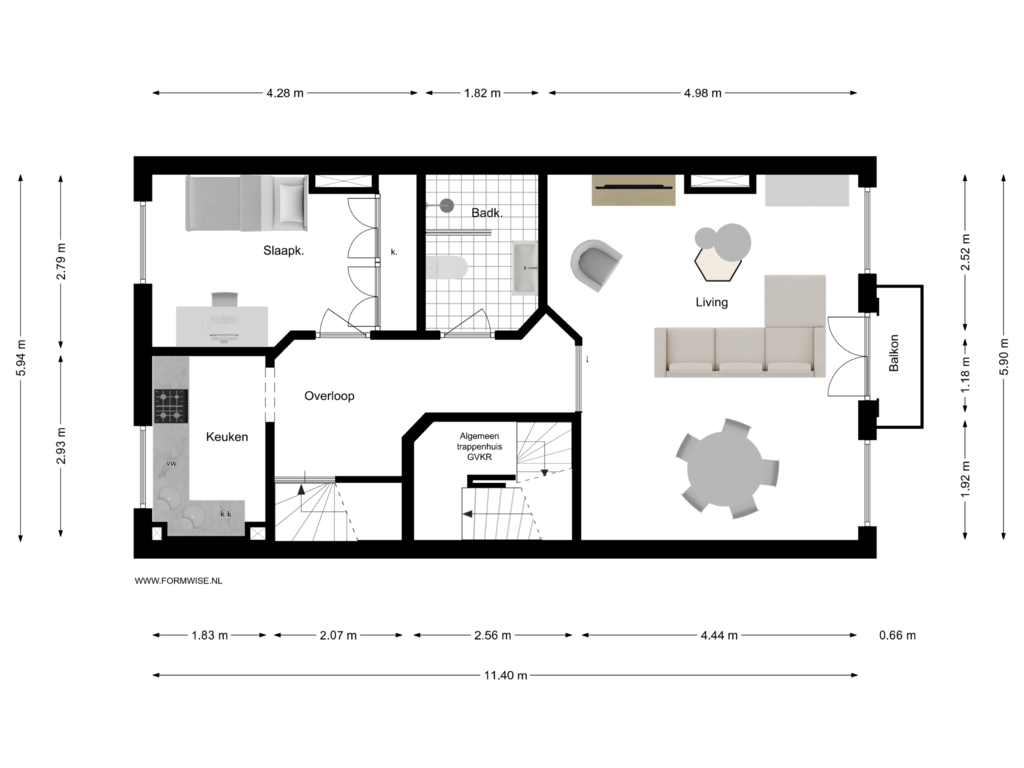 View floorplan of 1e VERDIEPING of Spinozastraat 21-H