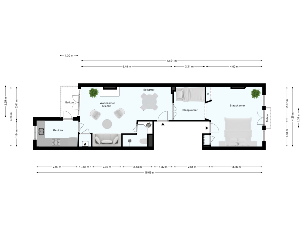 View floorplan of 2e_verd of Tolstraat 126-2