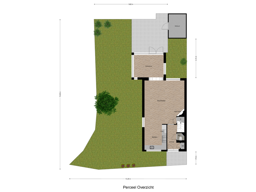 Bekijk plattegrond van Perceel Overzicht van Keizersdam 25