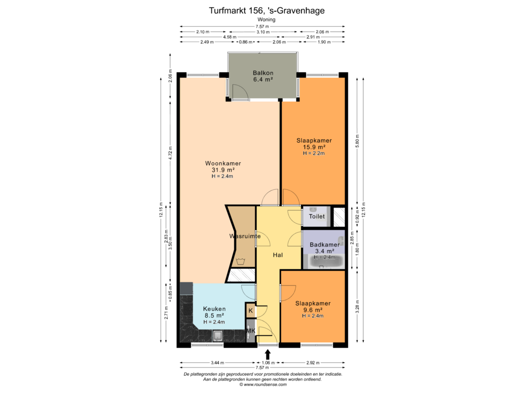 Bekijk plattegrond van Woning van Turfmarkt 156