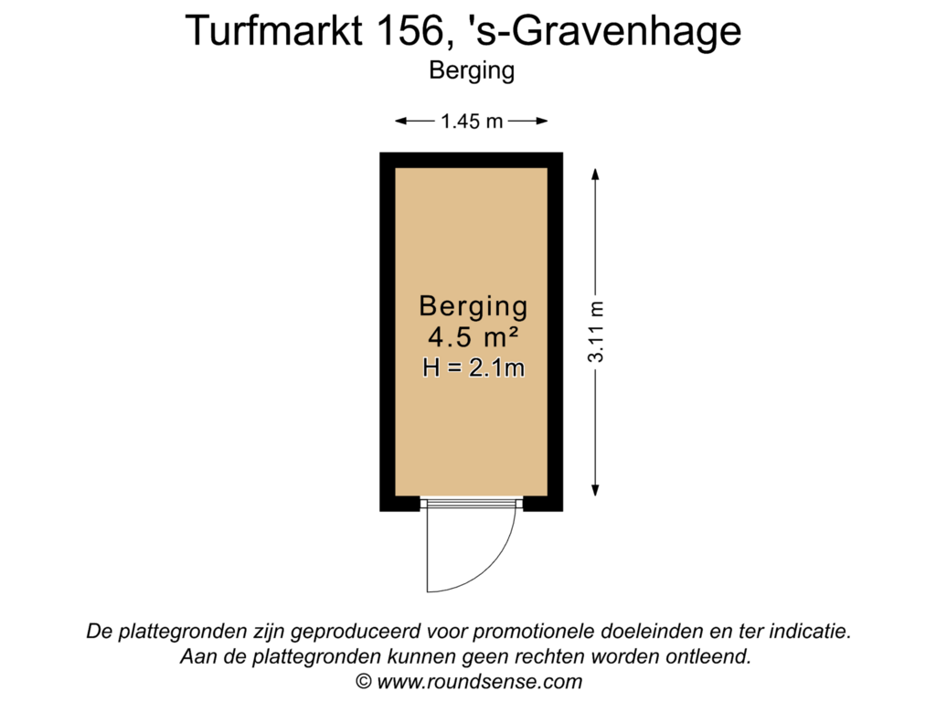 Bekijk plattegrond van Berging van Turfmarkt 156