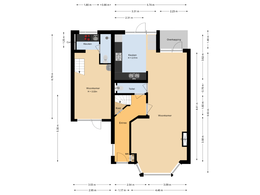 Bekijk plattegrond van Begane grond van Quarles van Uffordstraat 98