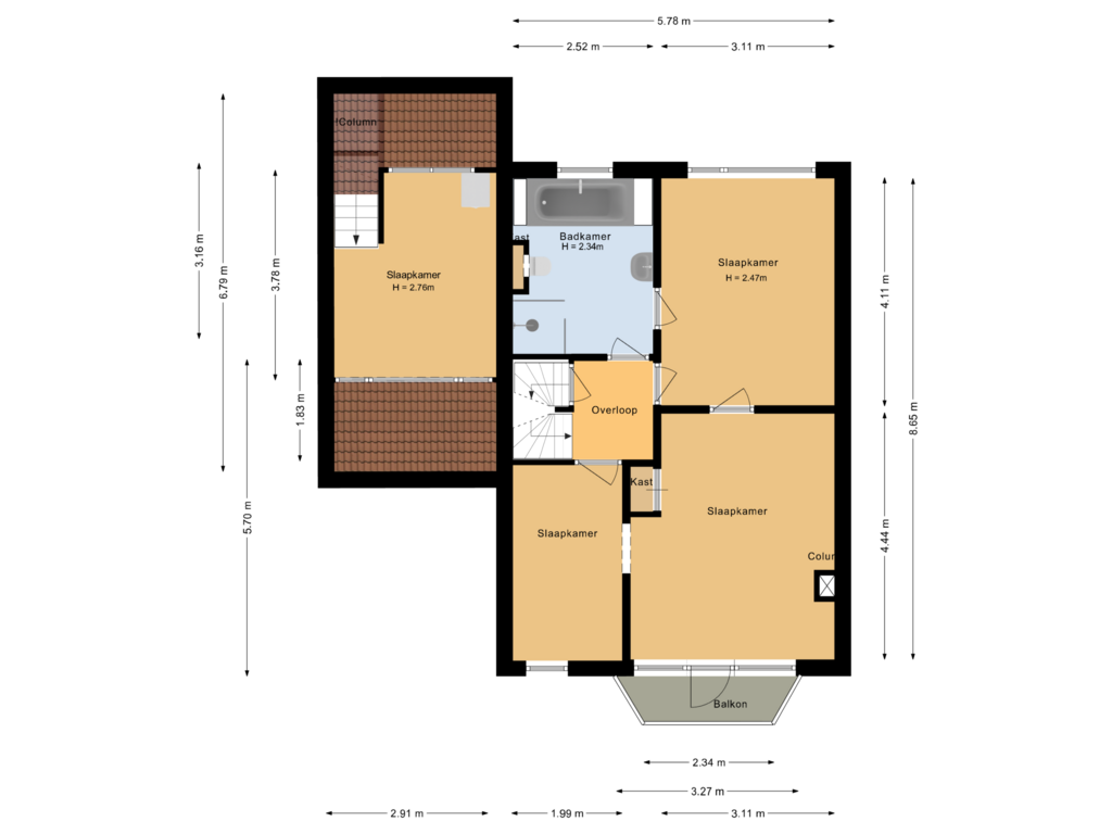 Bekijk plattegrond van Eerste verdieping van Quarles van Uffordstraat 98