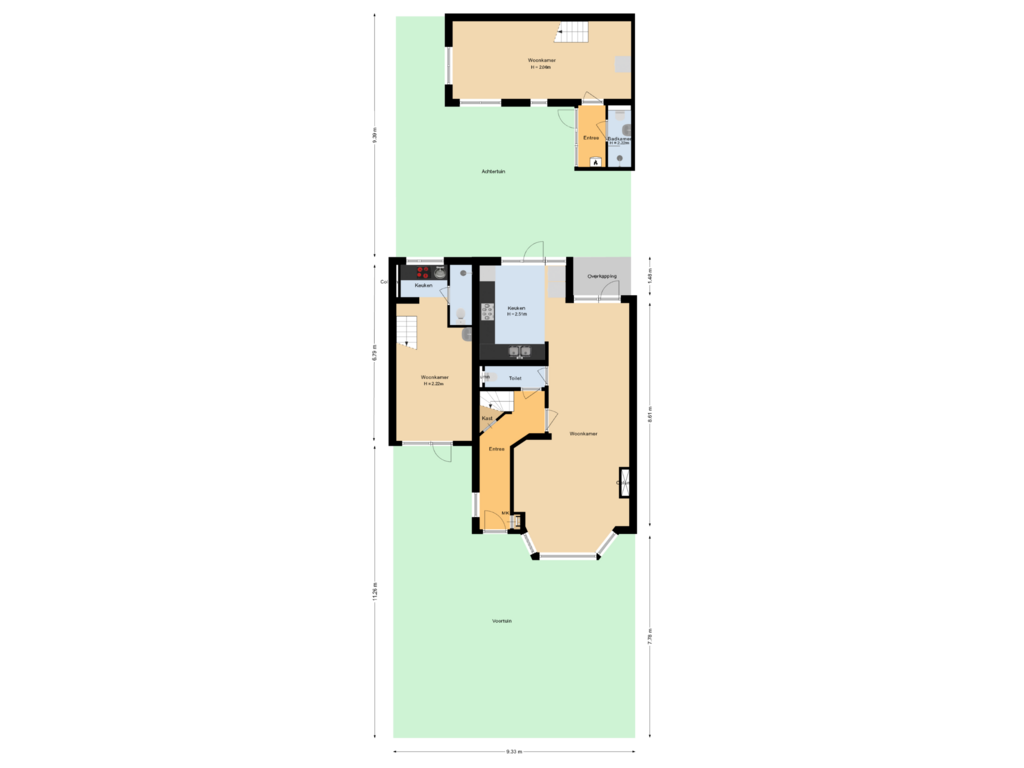 Bekijk plattegrond van Situatie van Quarles van Uffordstraat 98