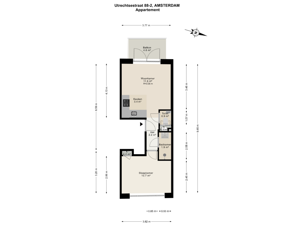 Bekijk plattegrond van Appartement van Utrechtsestraat 88-C