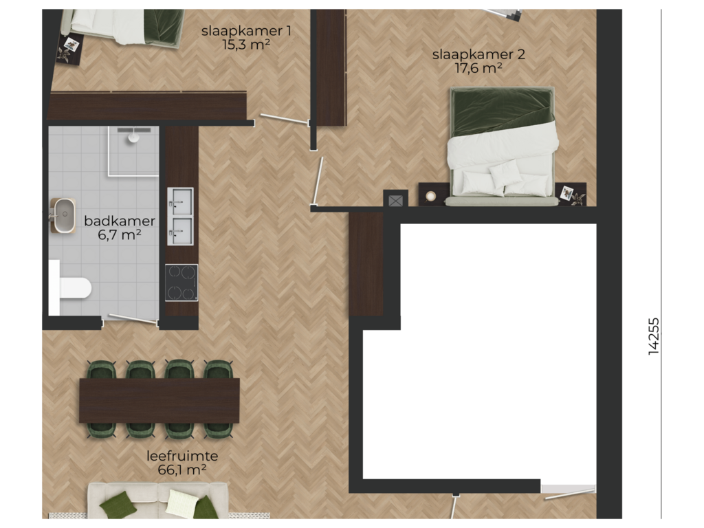 View floorplan of Appartement of Houtmarkt 20