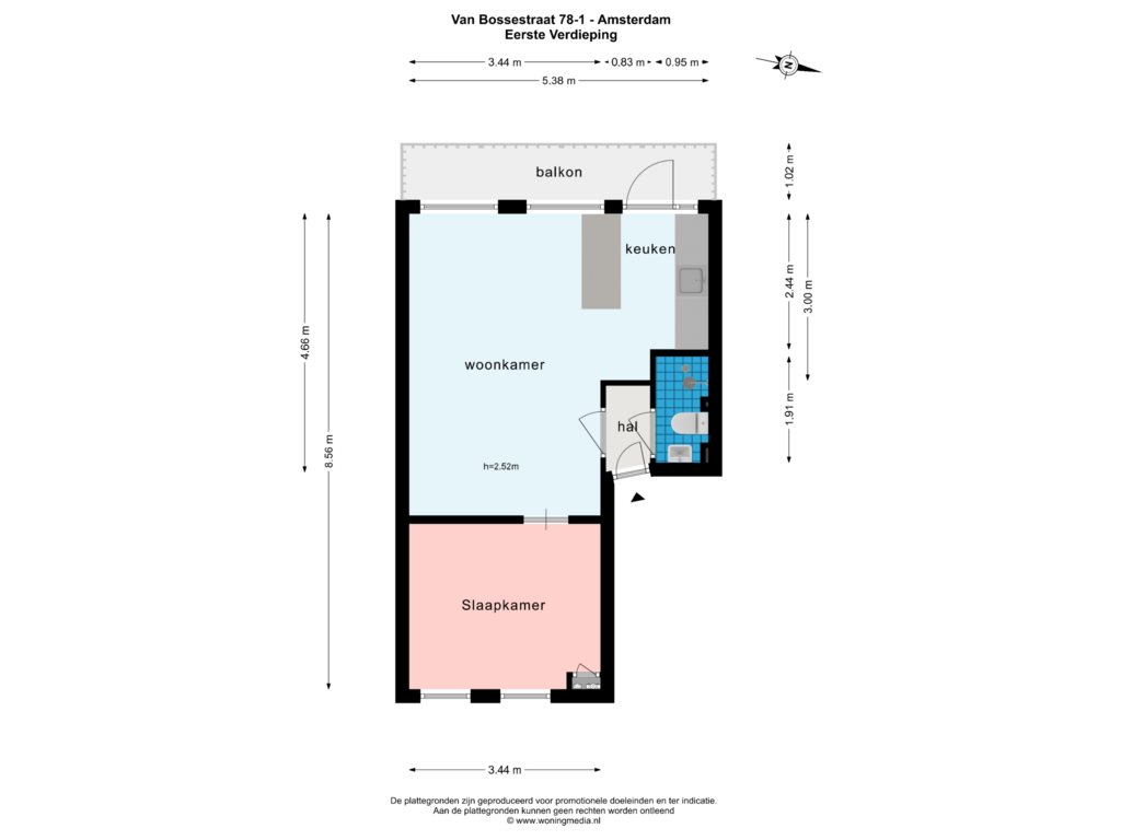 Bekijk plattegrond van EERSTE VERDIEPING van Van Bossestraat 78-1