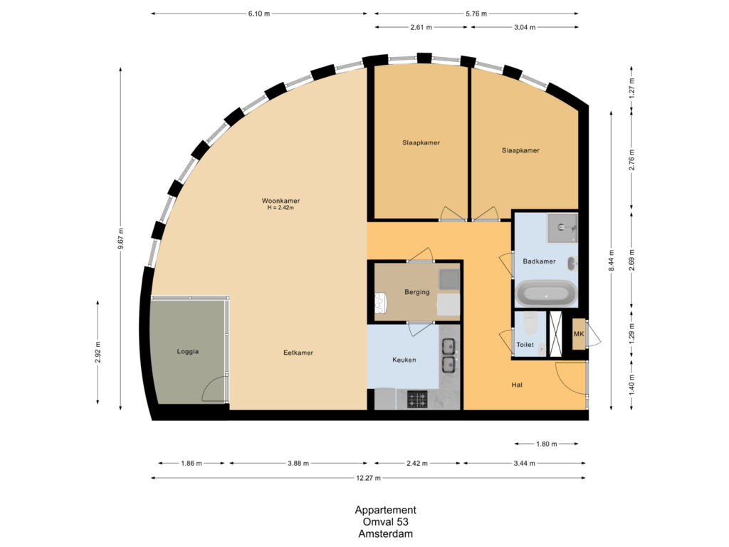 View floorplan of Appartement of Omval 53